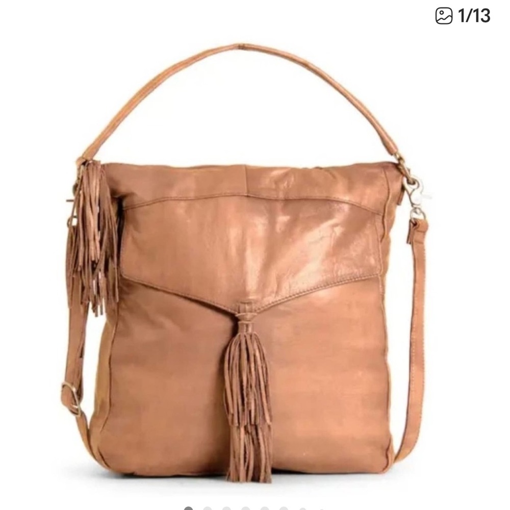 Soft Tan Leather Fringe Hobo Bag - Versatile Shoulder & Crossbody